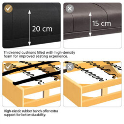 Yaheetech Black Fabric Upholstered Convertible Futon Sofa Bed For Small Space - thumbnail 8