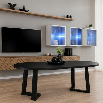 Arian Modern Extendable Dining Table 100-180X100 Cm Stylish Black Design With Wooden Legs - image 1
