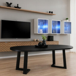 Arian Modern Extendable Dining Table 100-180X100 Cm Stylish Black Design With Wooden Legs - thumbnail 1