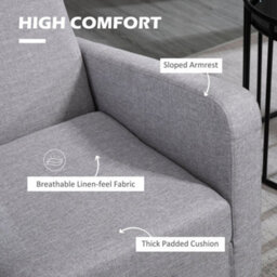 Wyld Haus Lurasa Linen-Look Light Grey Box-Style Armchair - Compact Modern Armchair For Living Rooms And Bedrooms - thumbnail 5