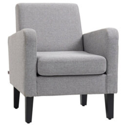 Wyld Haus Lurasa Linen-Look Light Grey Box-Style Armchair - Compact Modern Armchair For Living Rooms And Bedrooms - thumbnail 2