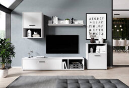 Arte Elegant White Matt Halo Entertainment Unit W220Cm H140Cm D36Cm - Modern Design With Versatile Storage - thumbnail 2