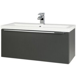 Clifton 800mm Bathroom Matt Dark Grey Wall Mounted Vanity Unit And Basin (Central) - Brassware Not Included - thumbnail 1