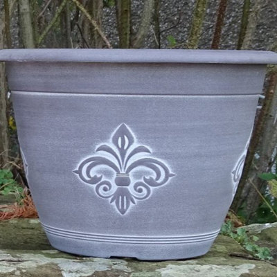 Anglo Eastern Trading Co 33Cm Fleur De Lys Aged Black Planter Pot