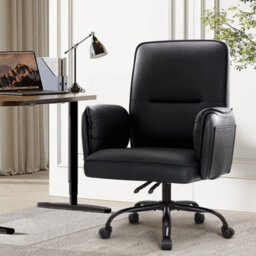 Heavy Duty Office Chair 400Lbs Ergonomic Pu Leather Executive Desk Chair Black - thumbnail 4