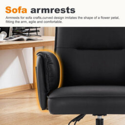 Heavy Duty Office Chair 400Lbs Ergonomic Pu Leather Executive Desk Chair Black - thumbnail 5
