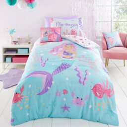 Bedlam Mermaid Vibes Reversible Aqua Duvet Cover Set - thumbnail 1
