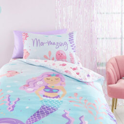 Bedlam Mermaid Vibes Reversible Aqua Duvet Cover Set - thumbnail 2