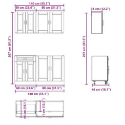 Berkfield 4 Piece Kitchen Cabinet Set Porto Sonoma Oak Engineered Wood - thumbnail 7