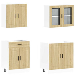 Berkfield 4 Piece Kitchen Cabinet Set Porto Sonoma Oak Engineered Wood - thumbnail 4