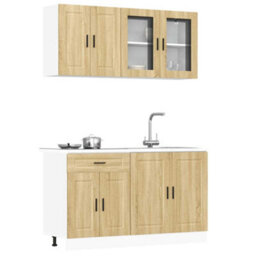 Berkfield 4 Piece Kitchen Cabinet Set Porto Sonoma Oak Engineered Wood - thumbnail 1