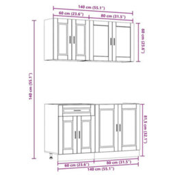 Berkfield 4 Piece Kitchen Cabinet Set Porto Sonoma Oak Engineered Wood - thumbnail 9