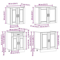 Berkfield 4 Piece Kitchen Cabinet Set Porto Sonoma Oak Engineered Wood - thumbnail 8