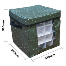 Christmas Bauble Storage Box - Festive Xmas Ornament & Decoration Container With Side Handles, Dividers, Lid & Viewing Window - thumbnail 4