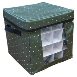 Christmas Bauble Storage Box - Festive Xmas Ornament & Decoration Container With Side Handles, Dividers, Lid & Viewing Window - thumbnail 2