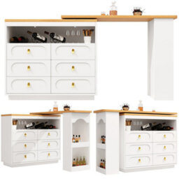 Matteo White 360 Degree Rotating Bar Table & Kitchen Island With Storage & Spice Rack - thumbnail 8