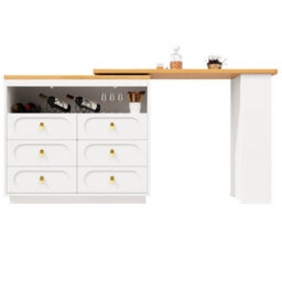 Matteo White 360 Degree Rotating Bar Table & Kitchen Island With Storage & Spice Rack - thumbnail 9