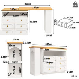 Matteo White 360 Degree Rotating Bar Table & Kitchen Island With Storage & Spice Rack - thumbnail 7