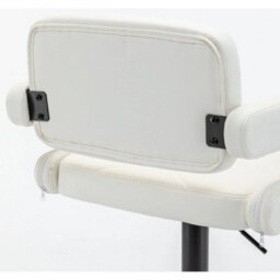 White Plush Extra Wide Swivel Gas Lift Bar Stool Kitchen Chair - thumbnail 3