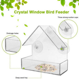 Taylor & Brown Clear Acrylic Bird Feeder With 3 Suction Cups, Compact Hanging Tray For Seeds & Peanuts, Transparent Viewing - thumbnail 2