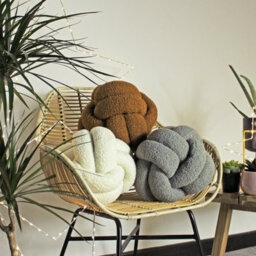 Furn. Boucle Knotted Fleece Ready Filled Cushion - thumbnail 2