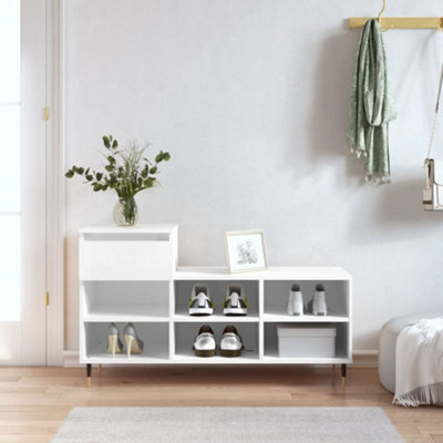 Berkfield Shoe Cabinet White 102X36X60 Cm Engineered Wood - image 1