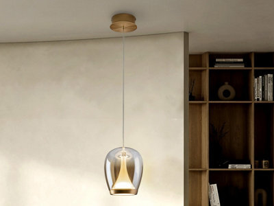 Luminosa Lighting Luminosa Suspiro 18Cm Dome Pendant Ceiling Light Gold, Amber Led 3000K - Uk Stock - image 1