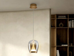 Luminosa Lighting Luminosa Suspiro 18Cm Dome Pendant Ceiling Light Gold, Amber Led 3000K - Uk Stock - thumbnail 1
