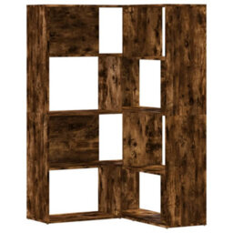 Berkfield Elegant Corner Bookcase 4-Tier Smoked Oak 85X85X140 Cm Engineered Wood