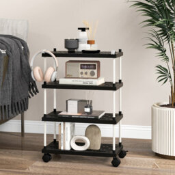 Costway 4-Tier Slim Storage Cart Slide Out Rolling Utility Cart With Lockable Wheels - thumbnail 4