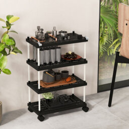 Costway 4-Tier Slim Storage Cart Slide Out Rolling Utility Cart With Lockable Wheels - thumbnail 3