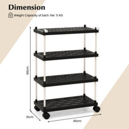 Costway 4-Tier Slim Storage Cart Slide Out Rolling Utility Cart With Lockable Wheels - thumbnail 2