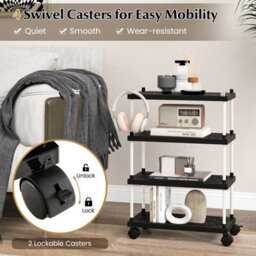 Costway 4-Tier Slim Storage Cart Slide Out Rolling Utility Cart With Lockable Wheels - thumbnail 8