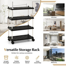 Costway 4-Tier Slim Storage Cart Slide Out Rolling Utility Cart With Lockable Wheels - thumbnail 9