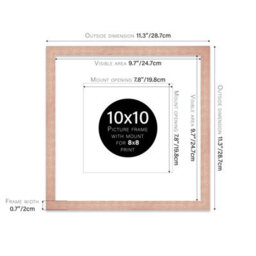 "10X10"" Bronze Picture Frame - 10X10"" Square Frame With 8X8"" Mount For 10X10""/8X8"" Pictures Art Deco Style Room Decor, 1 Pack" - thumbnail 2