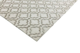 Grey Ogee Wool  Handmade Luxurious Modern Easy To Clean Handmade Geometric Dining Room Bedroom And Living Room Rug-120Cm X 170Cm - thumbnail 2