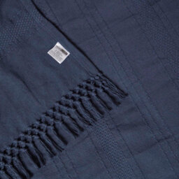 Homescapes Kashi Navy Cotton Throw With Tassels 225 X 255 Cm - thumbnail 5