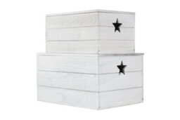 Red Hamper Wb079L-080L Wood Set Of 2 Wooden Vintage Effect Star Cut Out Box - thumbnail 2