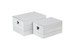 Red Hamper Wb079L-080L Wood Set Of 2 Wooden Vintage Effect Star Cut Out Box