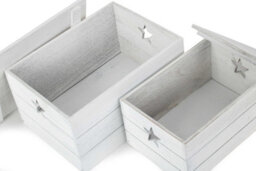 Red Hamper Wb079L-080L Wood Set Of 2 Wooden Vintage Effect Star Cut Out Box - thumbnail 3