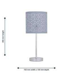 First Choice Lighting Set Of 2 Chrome Stick Table Lamps With Grey Laser Cut Shades - thumbnail 9