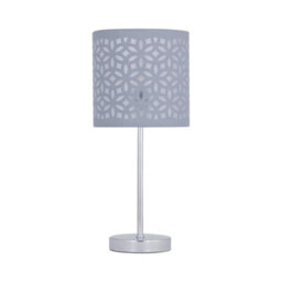 First Choice Lighting Set Of 2 Chrome Stick Table Lamps With Grey Laser Cut Shades - thumbnail 2