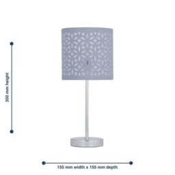 First Choice Lighting Set Of 2 Chrome Stick Table Lamps With Grey Laser Cut Shades - thumbnail 6
