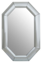 Orsina Art Deco Silver Octagon Wall Mirror, Decorative Statement Mirror With Thick Frame, Silver Framed Mirror