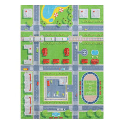 RugsX Bambino 2624 Washing Carpet City, Streets For Children Anti-Slip - Green Grey  160X220 Cm - thumbnail 2
