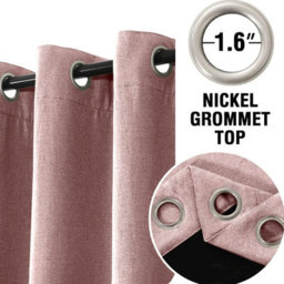 Moonlight Bedding 100%blackout Eyelet Linen Texture Fabric Curtains Pair Thermal Energy Saving Summer Winter (Blush, 66''x72'') - thumbnail 4