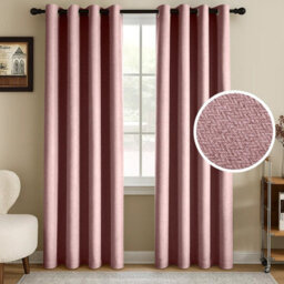 Moonlight Bedding 100%blackout Eyelet Linen Texture Fabric Curtains Pair Thermal Energy Saving Summer Winter (Blush, 66''x72'')
