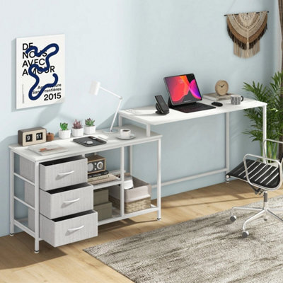 L Shaped Desk With Power Outlets Computer Desk With Drawers & Shelves - image 1