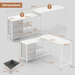 L Shaped Desk With Power Outlets Computer Desk With Drawers & Shelves - thumbnail 2