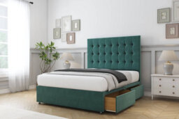 "Sloomy Alabama Emerald Plush Divan Bed With Mattress No Drawers With 54"" Floor Standing Headboard 6' Super King" - thumbnail 3